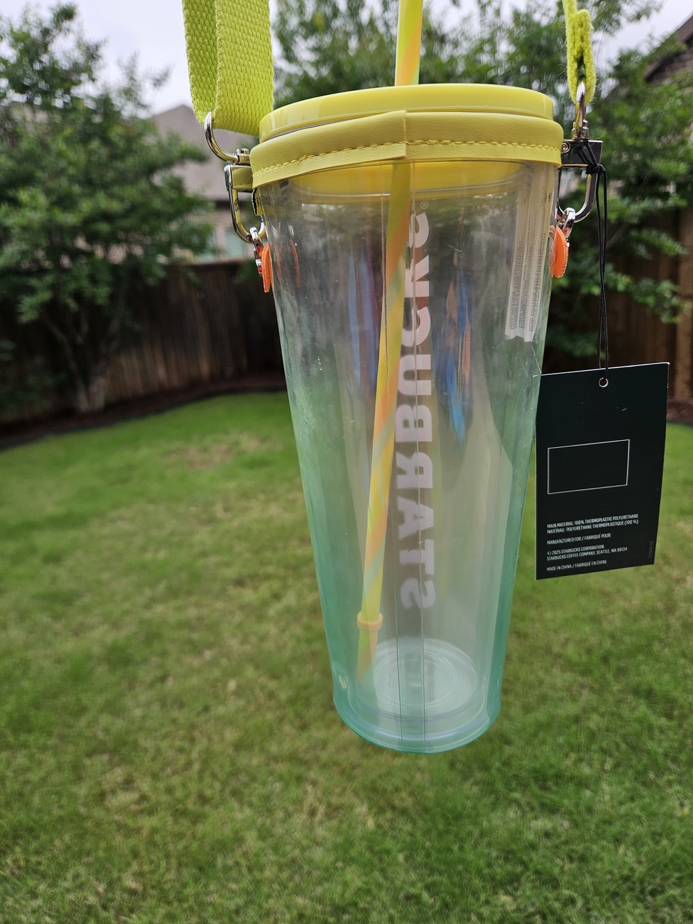 NWT Starbucks Yellow-Top Iridescent Tumbler Crossbody